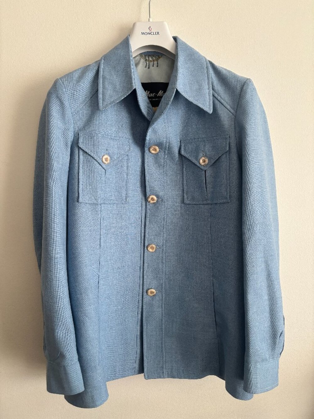 Vintage Mac-Mor Sky Blue Leisure Shirt Jacket/ Overshirt - 40/ Medium | 1970s